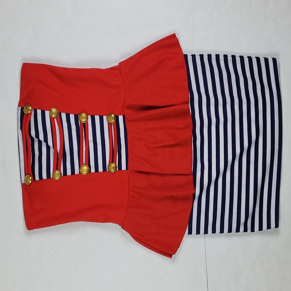 Vintage Basic Universal Strapless Peplum Mini Dre… - image 2